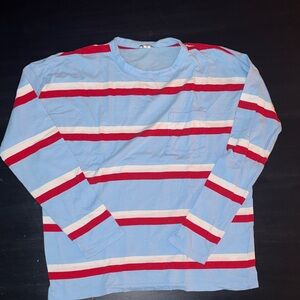 J. Crew Blue and Red Striped Long Sleeve Top